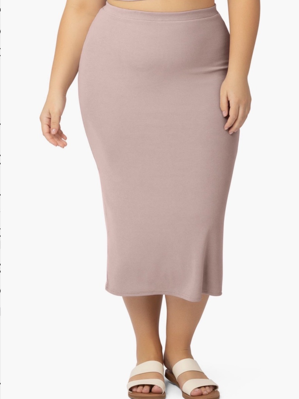 Kindred Bravely Ribbed bamboo maternity Pencil Skirt in Dusty Rose